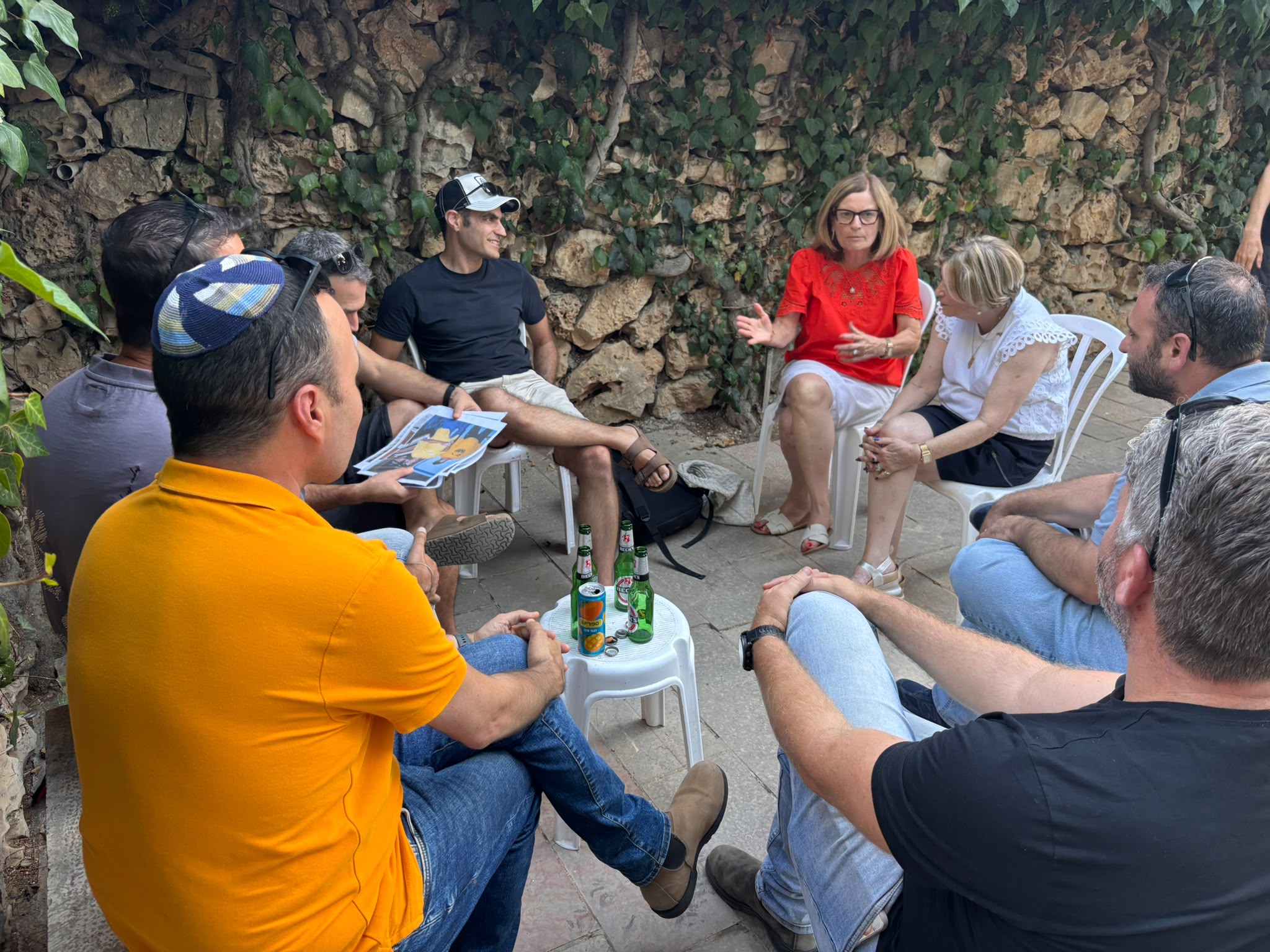 Family and friends of fallen lone soldier Michael Levin reminisce after a ceremony marking the 20th anniversary of his death at Mount Herzl in Jerusalem, July 30, 2026. Credit: Courtesy.
