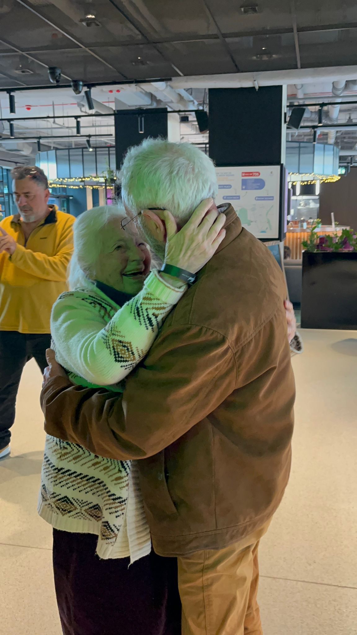 Hannah Yakin and Ben Gazan reunite in Poland, April 13, 2026. Photo by Yossi Zeliger.