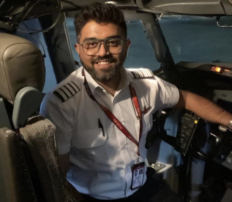 Capt. Smit Machchhar, the Indian pilot who, despite being seriously wounded, helped thwart an apparent attempt to crash flydubai Flight FZ1073 en route from Dubai to Tel Aviv. Credit: Israel Foreign Ministry.