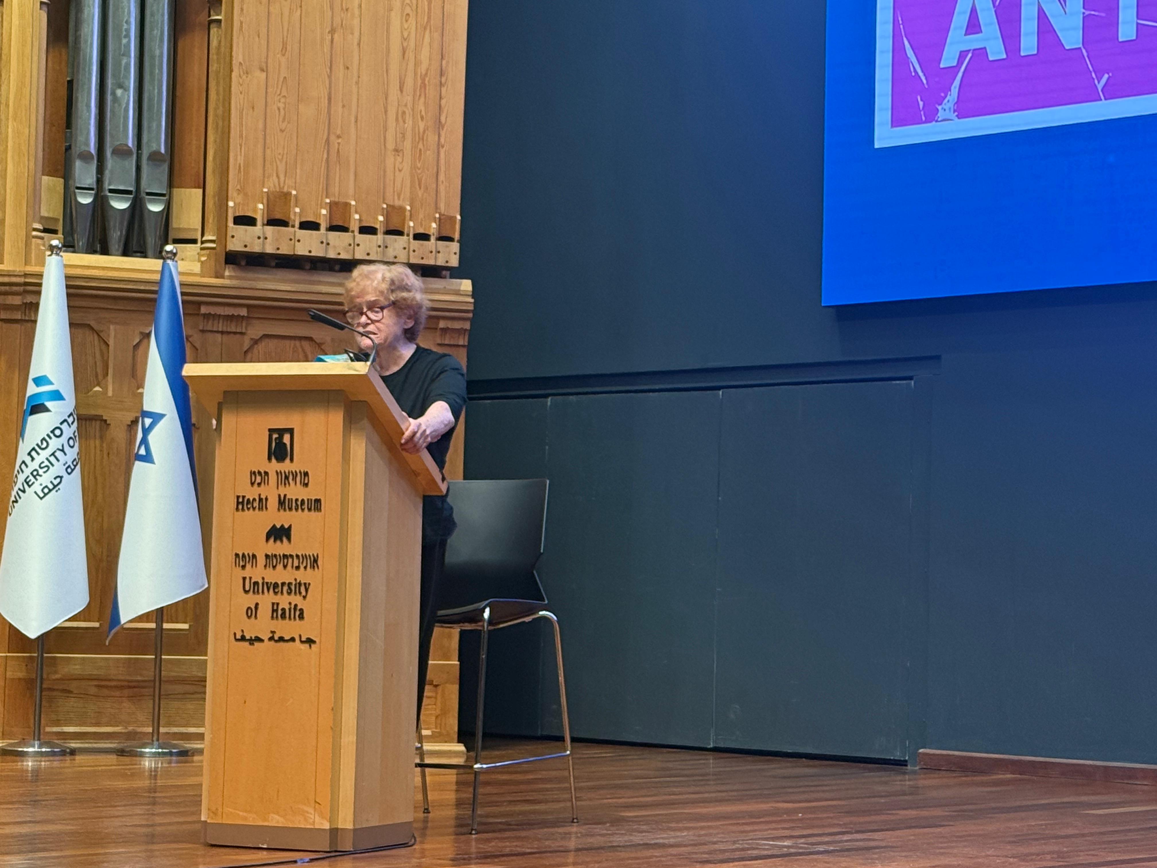 Deborah Lipstadt, distinguished university professor at Emory University, addresses the "Contemporary Antisemitism 2026" conference in Haifa, July 7, 2026. Photo by James Spiro.