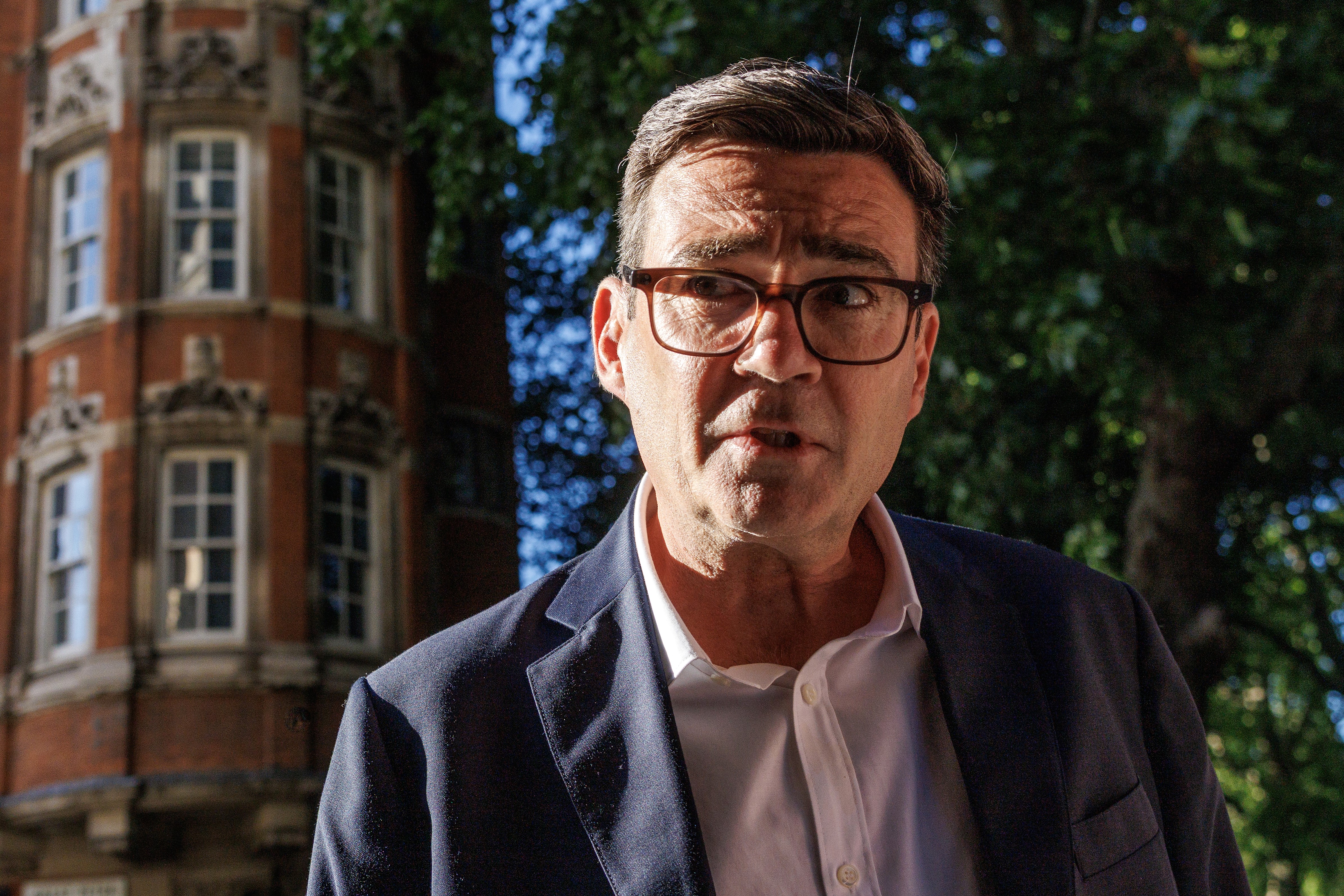 Member of Parliament Andy Burnham of the British Labour Party arrives for “Tonight with Andrew Marr,” on LBC radio, at Millbank studios in London on July 2, 2026. Photo by Dan Kitwood/Getty Images.