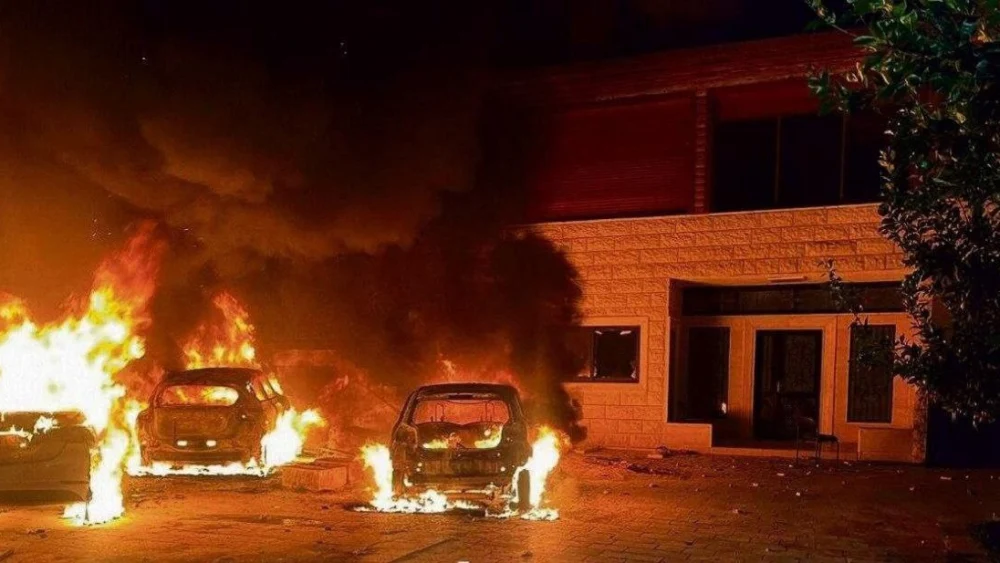 Cars set alight in Huwara, outside Nablus, June 20, 2023. Source: Twitter.