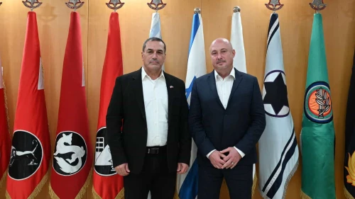 Israeli Defense Ministry Director General Maj. Gen. (res.) Eyal Zamir with Director General of the Modernization Division in Slovakia’s Defense Ministry, Martin Čatloš. Credit: Israeli Ministry of Defense.