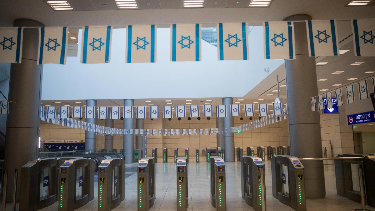 View of the empty Yitzhak Navon train station in Jerusalem, due to the government restrictions following the spread of the coronavirus, April 23, 2020. Photo by Yonatan Sindel/Flash90