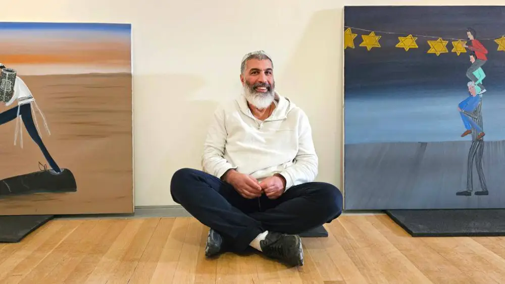 Shai Azoulay at Yad Vashem’s Museum of Holocaust Art in Jerusalem, January 2024. Credit: Yad Vashem.