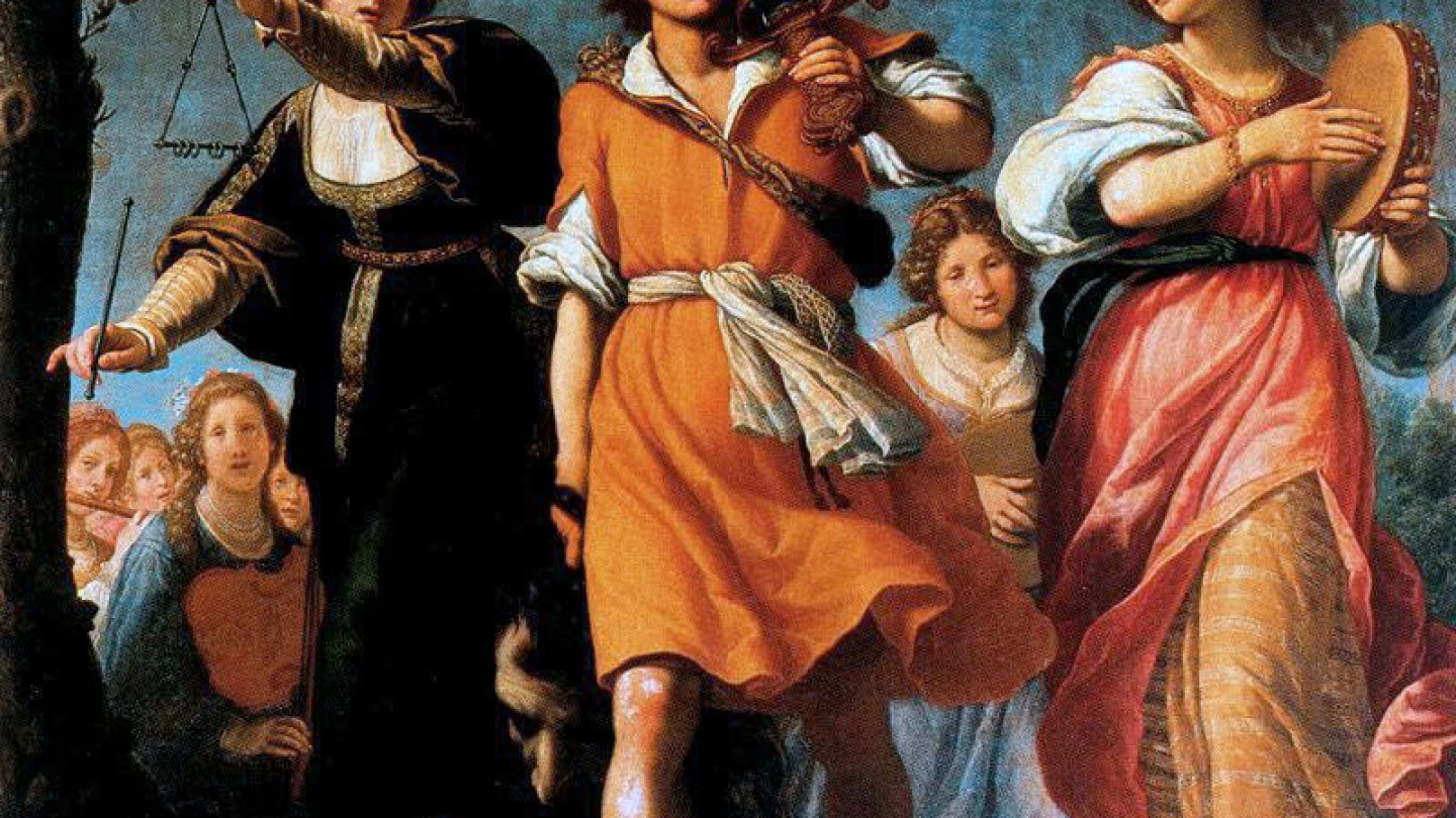 'Triumph of David" by Matteo Rosselli, c1621, captures the king’s entry into Jerusalem after defeating the Philistines’ champion Goliath. Credit: Galleria Palatina, Florence via Wikipedia Commons.