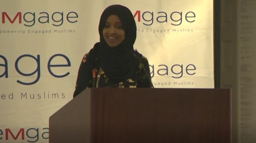 Rep. Ilhan Omar (D-Minn.) speaks at an Iftar in Austin, Texas. Source: Screenshot.