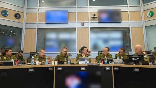 The Israel Defense Forces' General Staff Forum, chaired by IDF Chief of Staff Lt. Gen. Herzi Halevi (center), holds a "day of readiness" devoted to the northern front, Aug. 19, 2024. Credit: IDF.