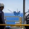 Workers seen at the Tamar gas field off the northern coast of Israel. Credit: Moshe Shai/Flash90.