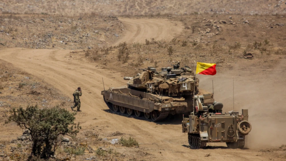 Israeli soldiers during a drill near the Israeli-Syrian border in the Golan Heights, on Aug. 4, 2020. Photo by David Cohen/Flash90.