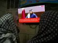 Palestinians watch a press conference of Qatar’s Prime Minister Sheikh Mohammed bin Abdulrahman bin Jassim Al Thani on the ceasefire deal between Israel and Hamas, in the West Bank city of Hebron, January 15, 2025. Photo by Wisam Hashlamoun/Flash90