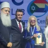 Dr. Miriam Adelson, standing between Koftan and Salha Halabi, receives the Druze Community Honorary Award from spiritual leader Sheikh Mowafaq Tarif at the launch of the Druze Hi-Tech Empowerment Center in Usfiya, near Haifa, on May 5, 2025. Credit: Druze Veterans Association for the Advancement of the Israeli-Druze Soldier.