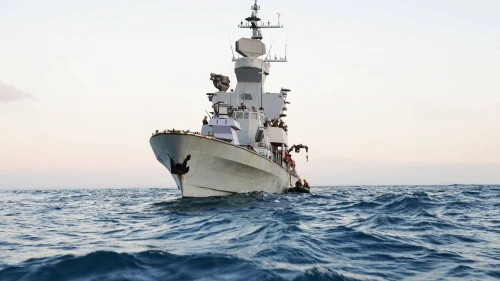 An Israeli Navy missile boat operating off the Gaza Strip, Dec. 27, 2023. Credit: IDF.