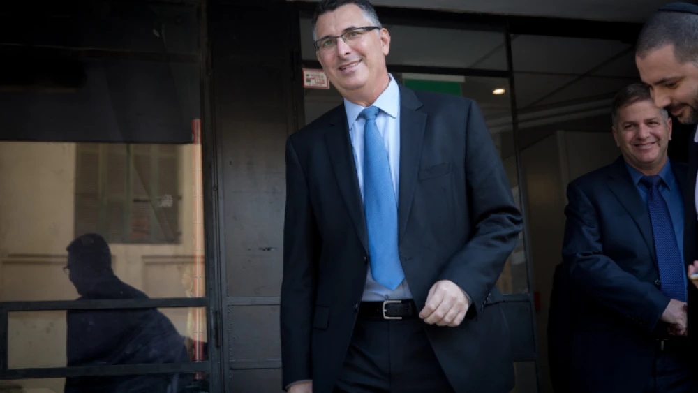 Gideon Sa'arleaving Likud Party headquarters in Tel Aviv on Dec. 18, 2019. Photo by Miriam Alster/Flash90.