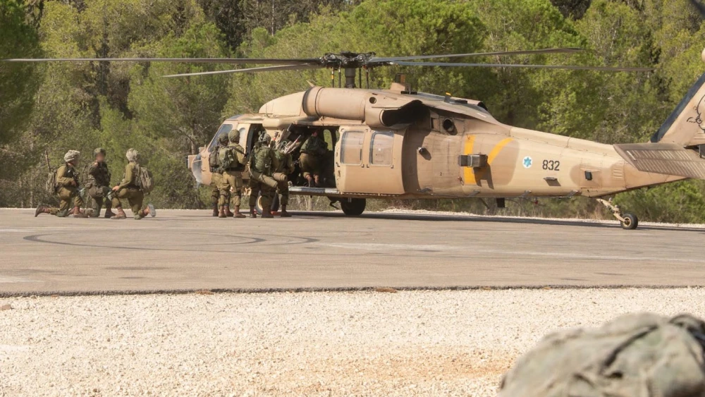 Israel Defense Forces soldiers board a military helicopter during the "Breaking Dawn 2.0" surprise readiness exercise in Israel, in a handout photograph released on Sept. 7, 2026. Photo by IDF.