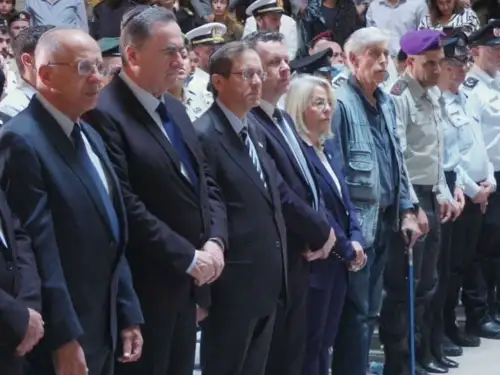 Israeli officials stand during The State Memorial Ceremony for Fallen Soldiers Whose Burial Place is Unknown, Jerusalem, Feb. 24, 2026. Credit: YouTube/MoD.