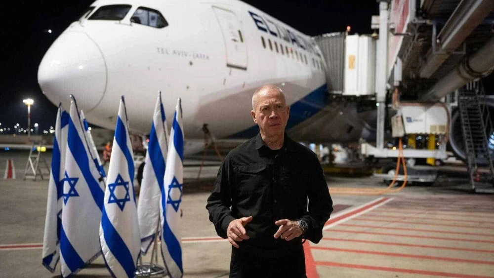 Israeli Defense Minister Yoav Gallant takes off for Washington, D.C., June 22, 2024. Credit: Shachar Yuman/Israeli Defense Ministry.