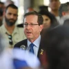President Isaac Herzog attends the funeral of former Foreign Minister David Levy in Beit She'an, June 3, 2024. Photo by Michael Giladi/Flash90.