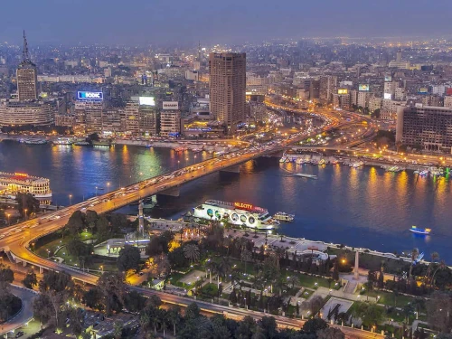 Cairo at night. Photo by Wael El Sisi via Wikimedia Commons.