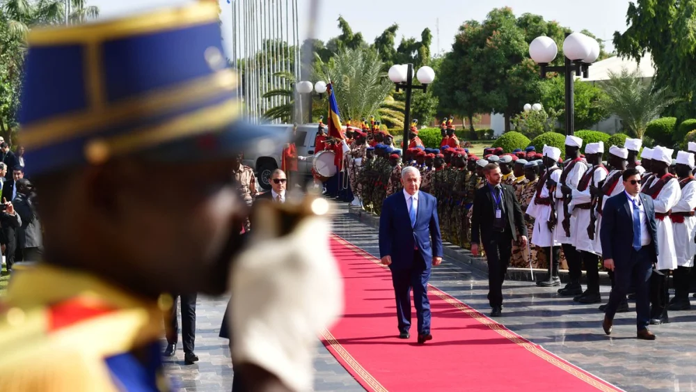 Israeli Prime Minister Benjamin Netanyahu at the Presidential Palace in Ndjamena, Chad, on Jan. 20, 2019. Credit: GPO/Kobi Gideon.