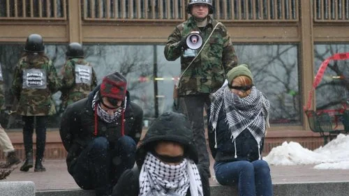 A mock Israeli annexation staged by the Students for Justice in Palestine group at Tufts University in Massachusetts. Source: Facebook.