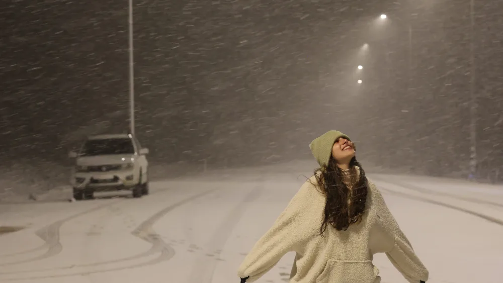 Snow in the Golan Heights in northern Israel, Jan. 19, 2022. Photo by Maor Kinsbursky/Flash90.