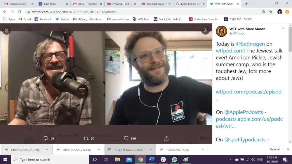 Marc Maron hosts Seth Rogen on the podcast "WTF." July 27, 2020. Source: Twitter/WTF with Marc Maron.