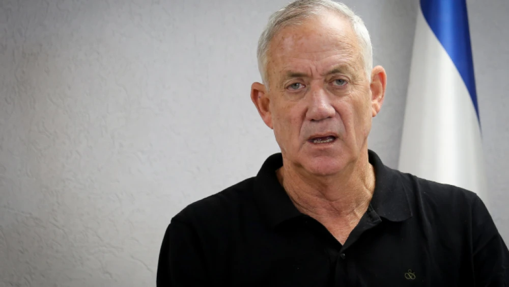 Israeli Defense Minister Benny Gantz speaks during a press conference at the IDF Southern Command in Beersheva on Aug. 5, 2022. Photo by Flash90.