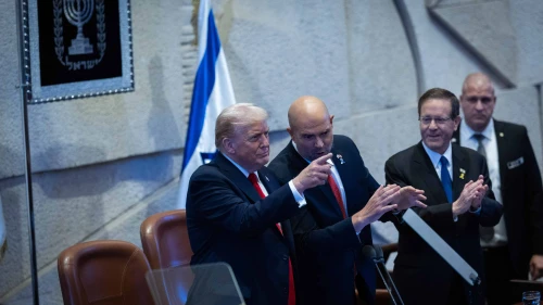 A special plenum session in honor of U.S. President Donald Trump at the Knesset, the Israeli parliament in Jerusalem, Oct. 13, 2025. Photo by Yonatan Sindel/Flash90.