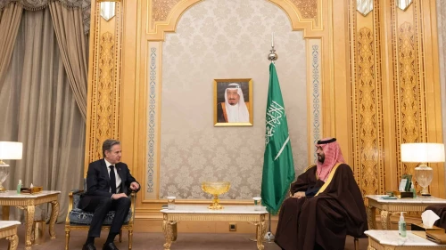 U.S. Secretary of State Antony Blinken, left, with Saudi Crown Prince Mohammed bin Salman in Riyadh on Feb. 5, 2024. Source: X.
