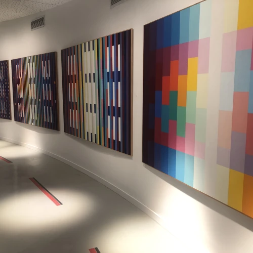A series of Yaacov Agam's polymorphic work. Credit: Judy Lash Balint.