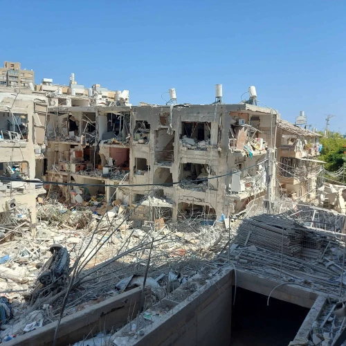 A view of the destruction in Bat Yam caused by the Iranian missile attack, June 18, 2025. Photo by Steve Linde.