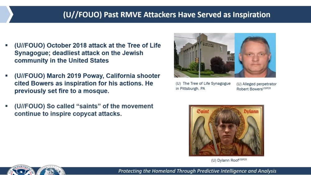 A slide from a webinar hosted by the Department of Homeland Security on “Protecting Places of Worship: A Religious Observance Briefing on Safety and Security.” Source: Screenshot.