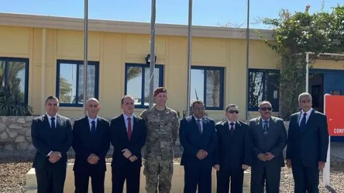 Egyptian and Israeli military delegations attend a meeting at Sharm el-Sheikh in the Sinai Peninsula, Nov. 7, 2021. Credit: IDF Spokesperson.