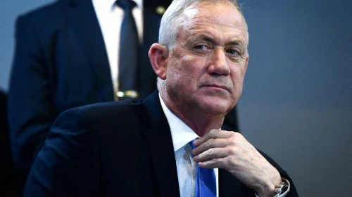 Blue and White Party chairman Benny Gantz attends a faction meeting in Tel Aviv on Dec. 12, 2019. Photo by Flash90.