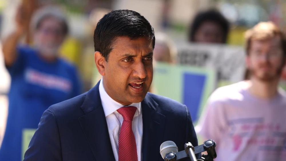 Rep. Ro Khanna (D-Calif.) speaks at an “End Fossil Fuel” rally near the U.S. Capitol in Washington, D.C., on June 29, 2021. Organized by Our Revolution, demonstrators called on Congress to take action to end subsidies for such fuel. Photo by Anna Moneymaker/Getty Images.