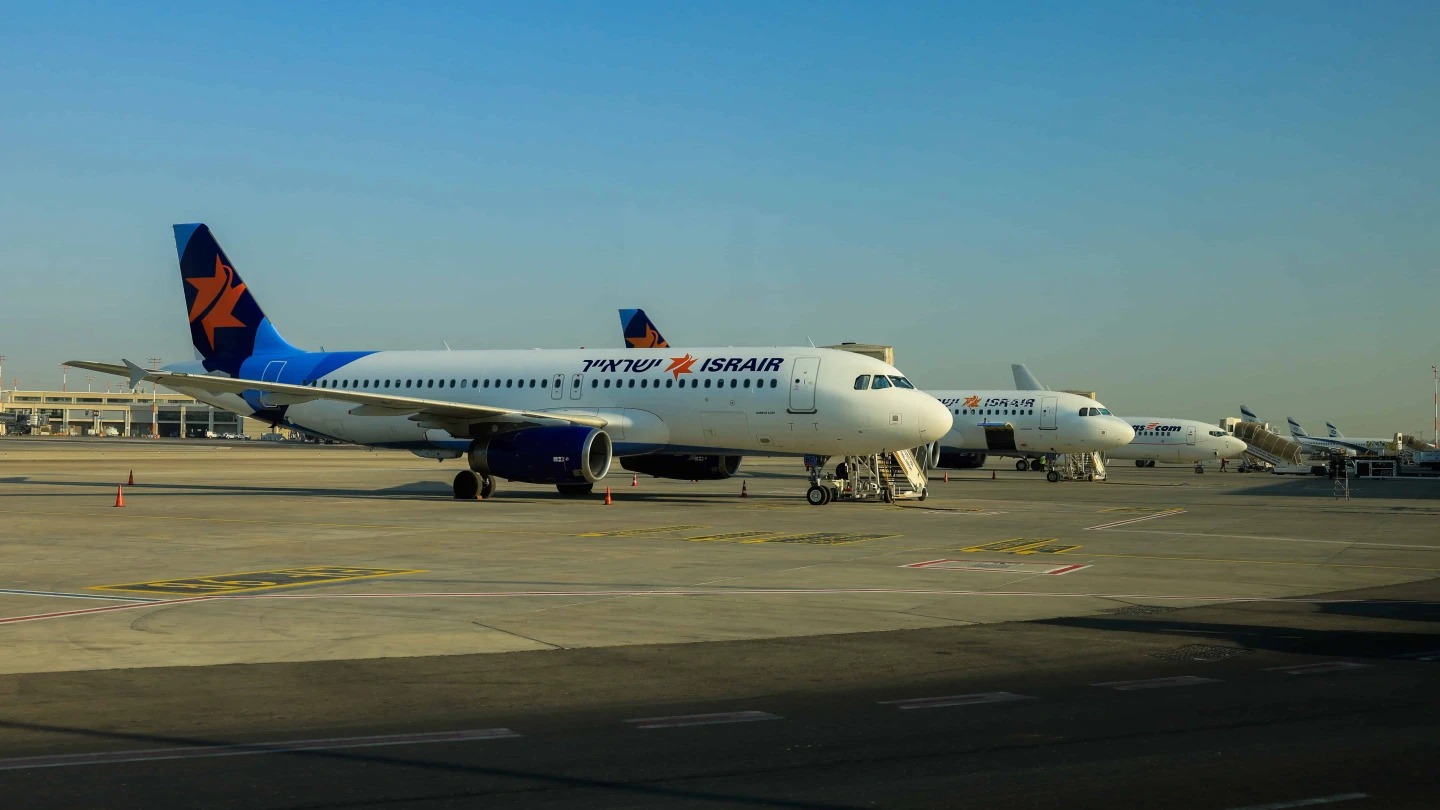 An Israir plane at the Ben Gurion International airport near Tel Aviv on Oct. 31, 2024. Photo by Nati Shohat/Flash90.