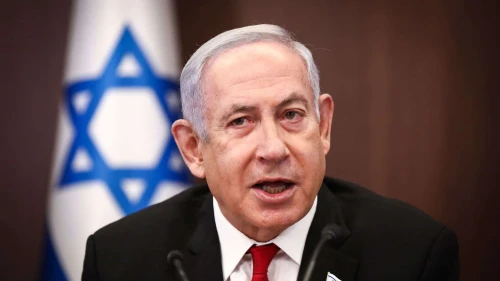 Israeli Prime Minister Benjamin Netanyahu leads a cabinet meeting, at the Prime Minister's Office in Jerusalem on August 20, 2023. Photo: Olivier Fitoussi/POOL