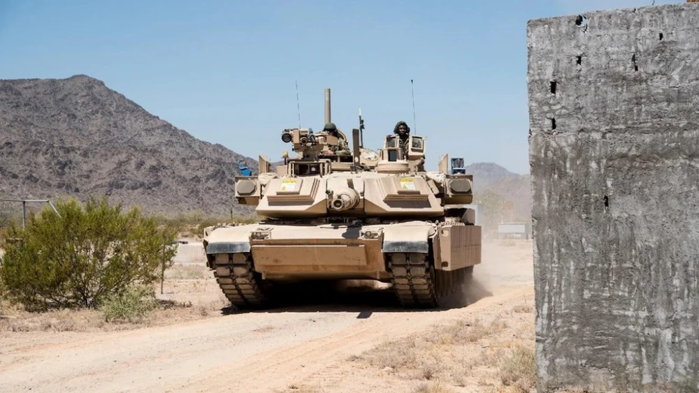 A U.S. Abrams tank equipped with the Israeli-made Trophy active protection system on its flanks. Source: U.S. Army
