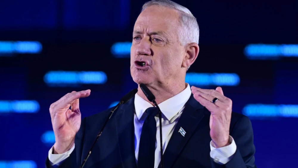 Israeli Defense Minister Benny Gantz at the launch in Tel Aviv of his National Unity Party's election campaign, Sept. 6, 2022. Credit: Tomer Neuberg/Flash90.
