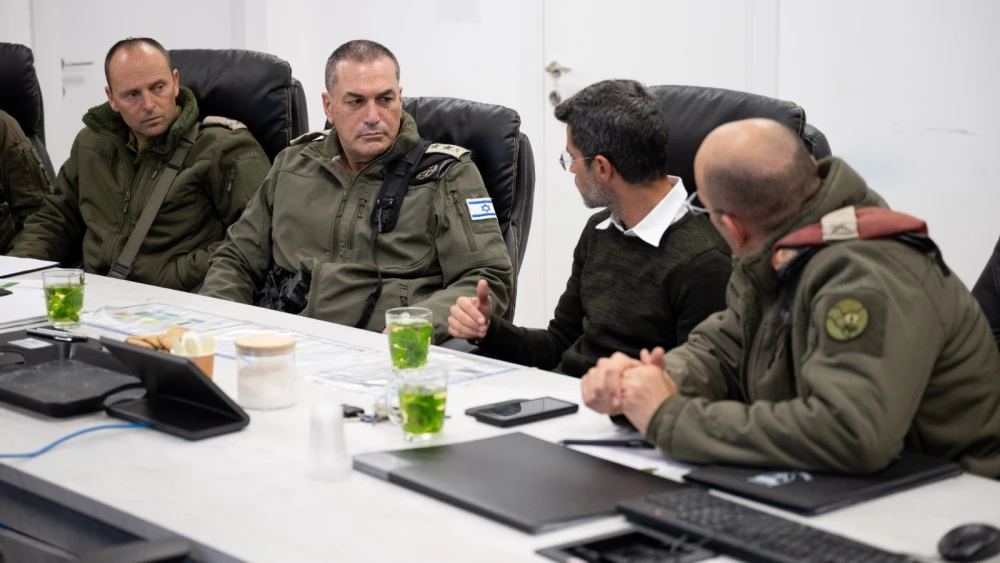 IDF Chief of Staff Lt. Gen. Eyal Zamir meets with local authority heads in Metula and Kiryat Shmona on March 21, 2026, along with senior commanders. Credit: IDF.