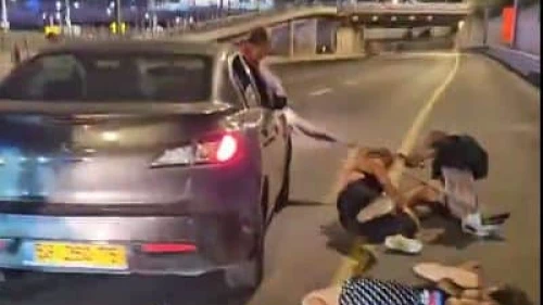 A car plowed into protesters blocking the Ayalon Highway in Tel Aviv, Sept. 9, 2023. Source: X.