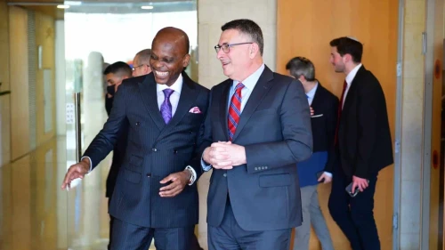 Togolese Foreign Minister Robert Dussey meets with Israeli Foreign Minister Gideon Sa’ar at the Foreign Ministry in Jerusalem on Jan. 29, 2026. Source: @gidonsaar/X.