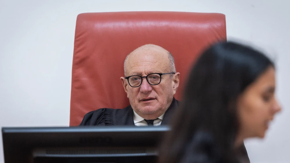 Supreme Court Justice Alex Stein during a hearing at the court in Jerusalem, Feb. 2, 2026. Photo by Yonatan Sindel/Flash90.