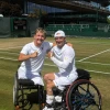 Israeli wheelchair tennis star Guy Sasson and his Dutch partner, Niels Vink, at Wimbledon, July 10, 2025. Credit: Courtesy.