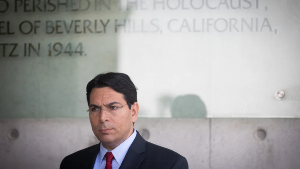 Israeli Ambassador to the United Nations Danny Danon during a visit of U.N. Secretary-General António Guterres (unseen) at the Yad Vashem Holocaust Memorial in Jerusalem on Aug. 28, 2017. Photo by Yonatan Sindel/Flash90.
