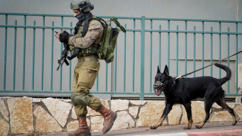 Israeli security forces at the scene of a shooting attack in the Barkan Industrial Park area on Oct. 7, 2018. Photo by Flash90.