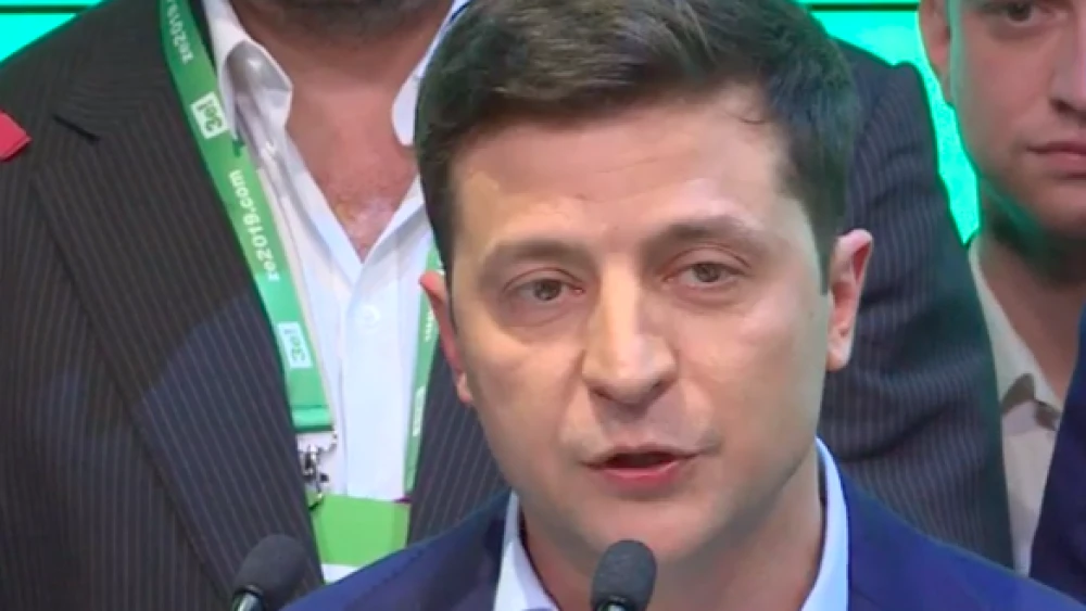 Volodymyr Zelenskyy gives a victory speech after being elected as Ukrainian president on April 21, 2019. Source: Screenshot.