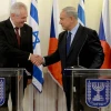 Israeli Prime Minister Benjamin Netanyahu holds a press conference with Czech President Miloš Zeman (left) at the Prime Minister’s Office in Jerusalem. Credit: Kobi Gideon/GPO/Flash90.