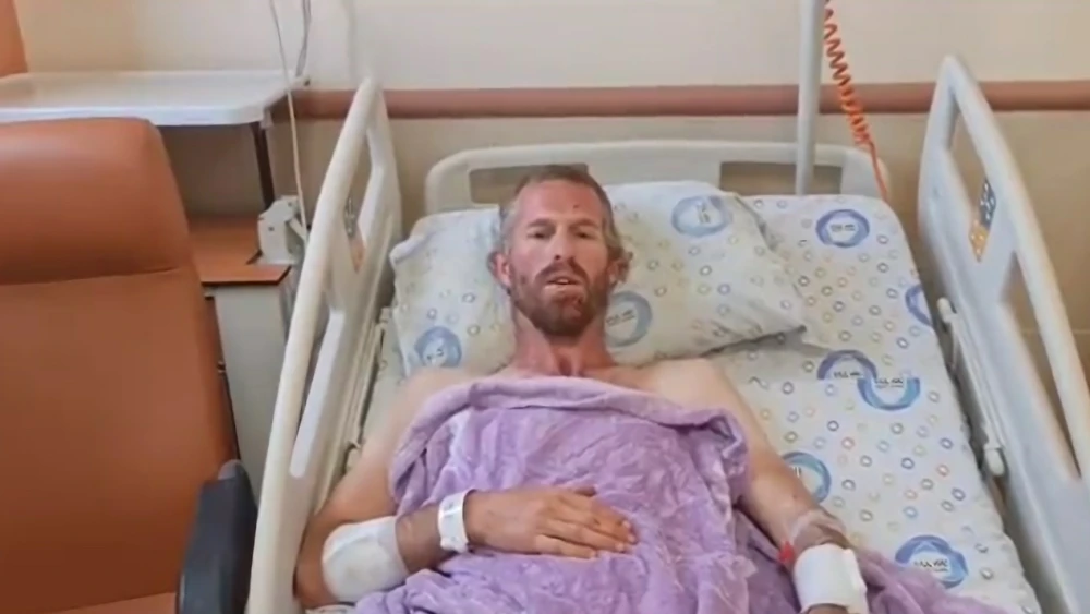 Shooting survivor Menachem Ordman at Hillel Yaffe Medical Center in Hadera, June 14, 2023. Source: Twitter